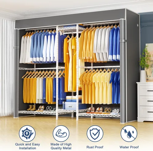 Miniatura 5 de Ulif E12C Sistema Organizador de Armario de Servicio Pesado, Percheros de Ropa Independientes para Colgar Ropa, Perchero Ajustable de 71" An x 16