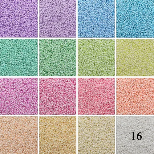 Miniatura 2 de INSPIRELLE Tamaño casi uniforme 80 gramos 12/0 (2 mm) cuentas de semilla redondas de vidrio para hacer joyería artesanal, 16 colores opacos AB