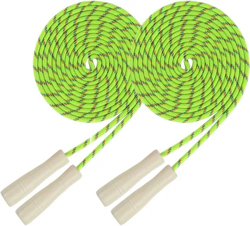 Miniatura 11 de Cuerda de saltar doble holandesa de 16 pies, 2 unidades, cuerda de saltar larga ajustable con mango de madera, cuerda de salto