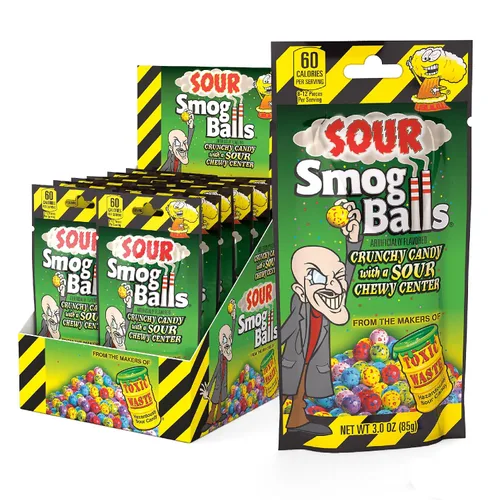 Miniatura 8 de Toxic Waste Sour Smog Balls Crunchy Chewy Surtido de Sabores Surtidos Bolsas de 3 oz Paquete de 3