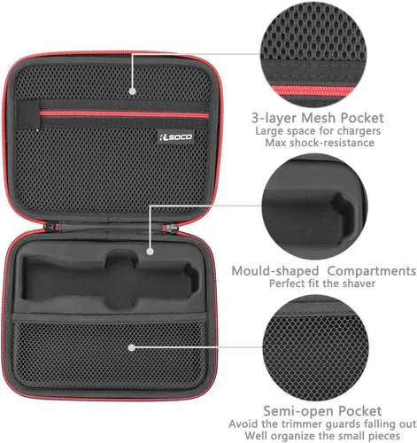 Miniatura 4 de RLSOCO Estuche de transporte para Wahl USA de acero inoxidable de iones de litio 2.0+/2.0+ pizarra/recortadora de barba inalámbrica para hombres