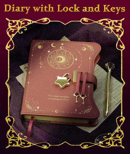 Miniatura 7 de Hoci Poci Diario con Cerradura y Llaves para Niñas Ideas de Regalo, Diario de 360 Páginas de Papel Kraft para Mujeres, Cuaderno Rellenable B6