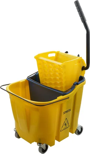 Carlisle FoodService Products Omnifit - Cubo para trapeador con escurridor de prensa lateral e inserto de agua sucia para limpieza de pisos, Amarillo