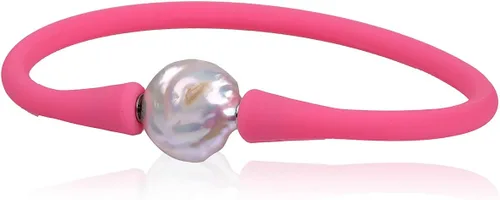 Miniatura 10 de GEM-Inside Big - Pulsera de joyería de perlas de 0.512 in para dama de honor, color negro, apilable, goma de silicona, elástica, perlas cultivadas