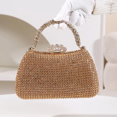 Miniatura 7 de Dreubea Bolso de mano hermoso para mujer, bolso de mano de moda brillante con diamantes de imitación