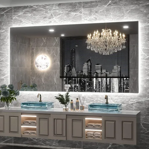 Miniatura 16 de Keonjinn Espejo de baño LED de 24 x 32 pulgadas con retroiluminación, antiniebla, CRI90+ HD regulable sin escalones, alto lumen, montaje en pared