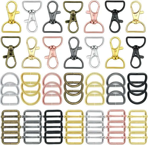 56 piezas de anillos D para herrajes de bolso, herrajes para bolso para confección de bolsos, hebillas para manualidades (color mixto, 25 mm)
