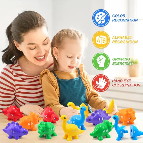 Miniatura 4 de 26 piezas de juguete de habilidades motoras finas con letras coincidentes, juego educativo de alfabeto para niños pequeños de 1 a 3 años, juguete