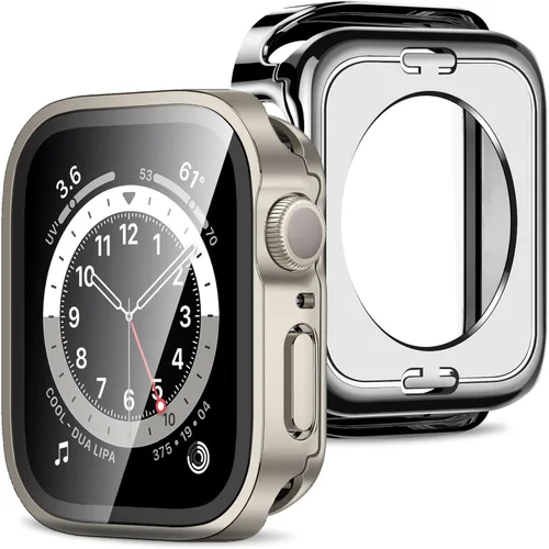 Miniatura 19 de Amizee Estuche 2 en 1 [Paquete de 2] Compatible con Apple Watch Series 9/8/ 7 de 45 mm con Protector de Pantalla Integrado, Cubierta Protectora