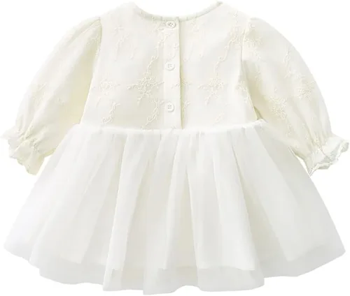 Miniatura 66 de Vestido de otoño de manga larga para niña pequeña, vestido de encaje con flores, boda, primer cumpleaños, bautizo, vestido con sombrero