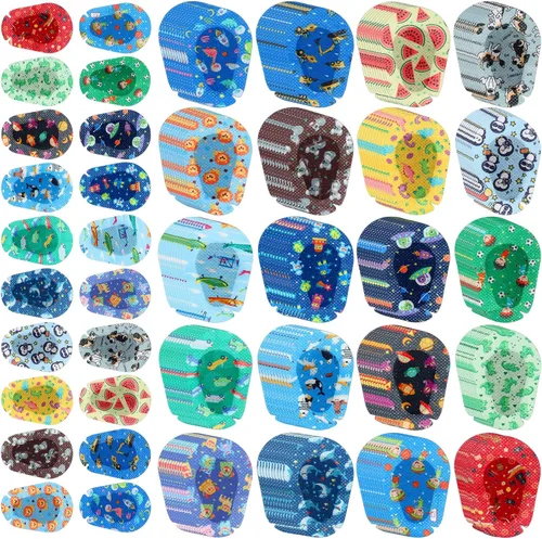 Copkim 200 parches adhesivos para los ojos para niños y niños, 20 estilos, transpirable, parche para ojos de niño, bloqueo de luz a granel, vendajes