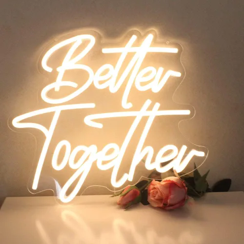 Miniatura 5 de DAKABUKA Better Together - Letreros de neón LED de neón blanco cálido para decoración de pared de despedida de soltera, fiesta de compromiso