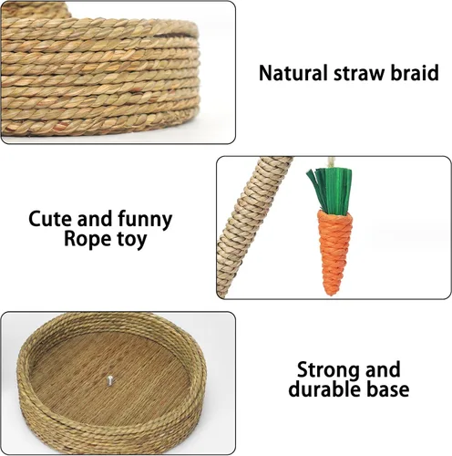 Miniatura 3 de Hamiledyi Juguetes para masticar conejo, ratán, rascador de hierba, trepador, árbol, divertido, árbol, zanahoria, juguetes para animales pequeños