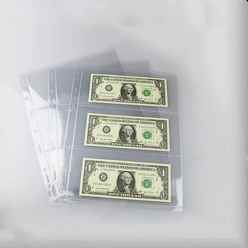 Miniatura 4 de MUDOR Fundas para moneda para carpeta, sin PVC, páginas para billetes de dólar 10 hojas, sin ácidos, fundas para dinero para coleccionistas, se