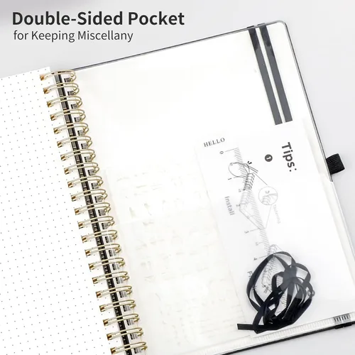 Miniatura 4 de EMSHOI Cuaderno de Espiral con Puntos para Bullet Journal - 300 Páginas, Cuero de Tapa Dura A4, Cuaderno de Cuadrícula de Puntos Gruesos de 100 GSM