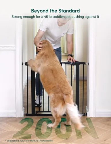 Miniatura 3 de Babelio - Puerta de bebé de 73-109 cm, con cierre automático, fácil de instalar, puerta de seguridad extra ancha para mascotas, Walk Thru