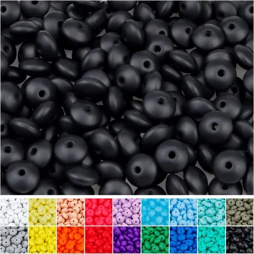 180 piezas FIVEIZERO cuentas de lenteja de silicona, cuentas focales de ábaco de silicona de 12 mm a granel cuentas sueltas de color para pulseras,