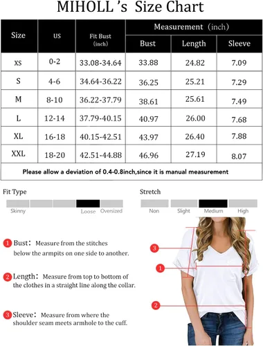Miniatura 5 de MIHOLL - Camiseta holgada, informal, de manga corta, con cuello en V, para mujer