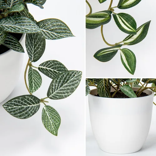 Miniatura 3 de Hollyone Plantas falsas, 2 paquetes de plantas artificiales de interior con maceta de plástico blanco, pequeña planta falsa en maceta para el hogar