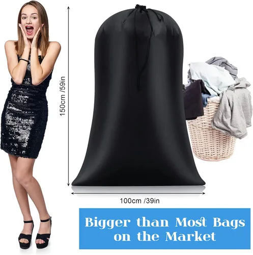 Miniatura 3 de Nuanchu 3 bolsas de lavandería extragrandes de 40 x 60 pulgadas, bolsa gigante de almacenamiento reutilizable multiusos para equipaje a prueba