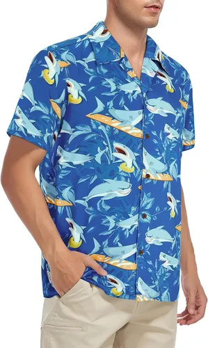 Miniatura 23 de Camisa hawaiana para hombre, con estampado floral, cómoda, con botones, casual, manga corta, ropa de playa para hombre