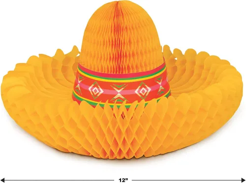 Miniatura 2 de Beistle Papel de seda Fiesta Sombrero Centro de mesa Cinco de Mayo tema mexicano decoraciones de fiesta suministros, amarillo/rojo/verde