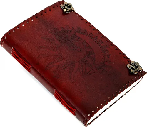 Miniatura 4 de Diario en relieve de Sun & Moon, diario de 240 páginas, diario vintage, diario Sun Moon, cuaderno de bocetos de cuero, cuaderno de cuero, diario