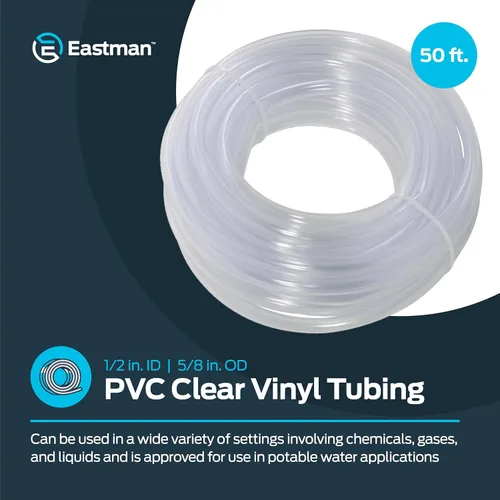 Miniatura 2 de Eastman Tubo de vinilo transparente de PVC de 1/2 pulgada de diámetro interior (5/8 pulgadas de diámetro exterior), 50 pies de longitud, 98623