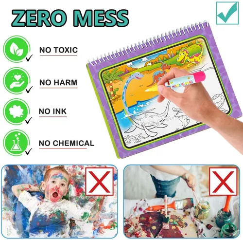Miniatura 3 de Libros de dibujo de agua, libros para colorear sin desorden para niños pequeños, tablero de pintura de garabatos de agua con bolígrafo, juguetes