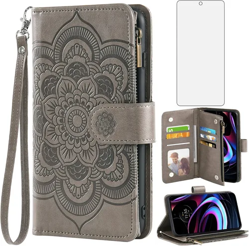 Miniatura 12 de Asuwish Funda para teléfono Motorola Moto Edge 2021/MotoEdge 5G UW con protector de pantalla de vidrio templado y soporte para tarjeta de crédito