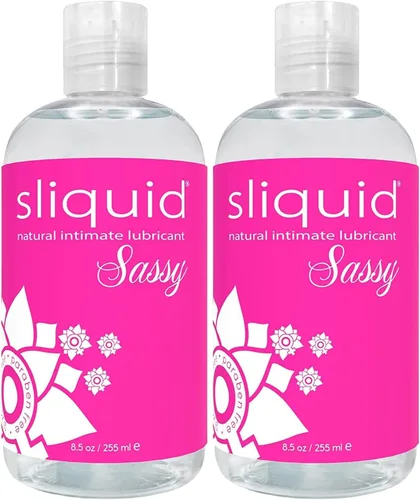Sliquid Sassy Lube a base de agua, gel grueso y duradero, lubricante natural para mujeres/hombres/parejas, sin perfume, 8.5 onzas líquidas (paquete