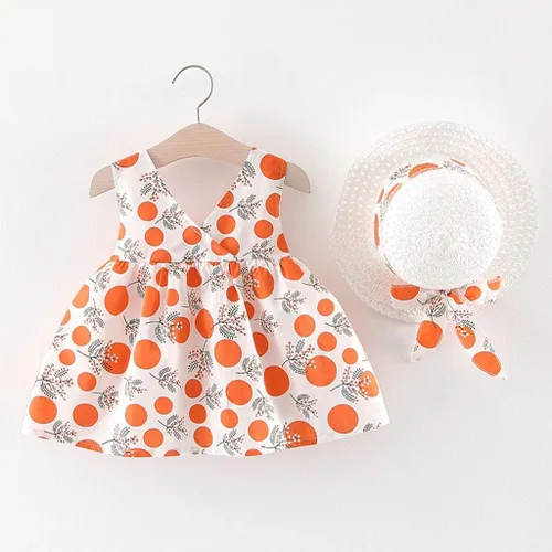 Miniatura 3 de Vestidos de princesa sin mangas para niñas y niñas, con lazo y correa de punto, estampado de bebé, disfraz de Pascua para niñas (naranja, 70)