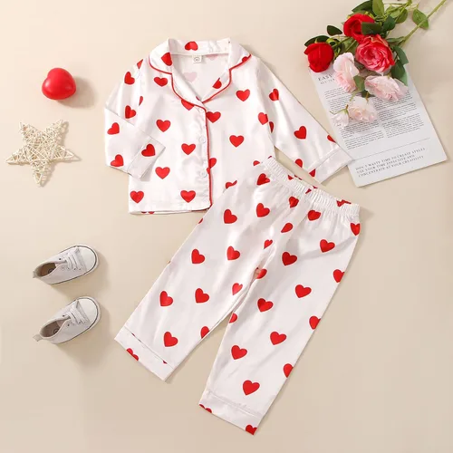 Miniatura 100 de Conjunto de pijama de manga larga con botones para niña pequeña, conjunto de ropa de dormir