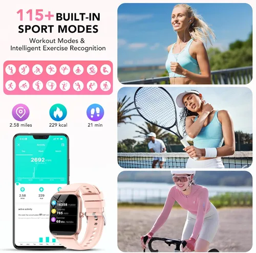Miniatura 4 de CASCHO Relojes inteligentes para mujer, reloj inteligente HD de 1.85 pulgadas con más de 120 modos deportivos/frecuencia cardíaca/monitor de sueño