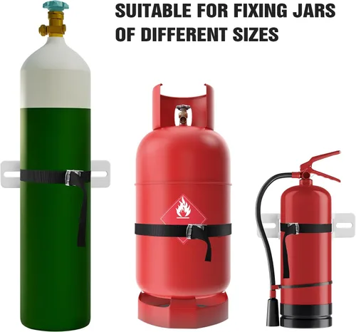 Miniatura 5 de Soporte para tanque de propano, soporte de cilindro de gas, soporte de pared para tanque de propano con tornillos y cinturón de seguridad (1)