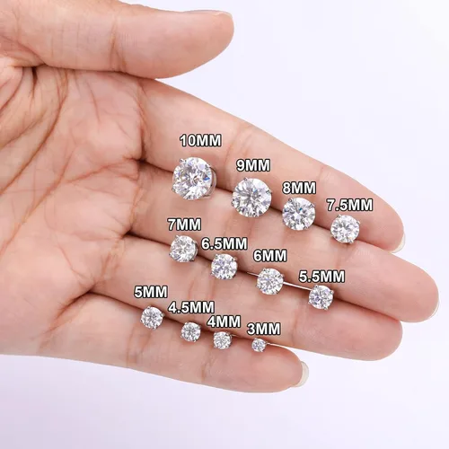 Miniatura 2 de Moissanite Stud Earrings Screw Back 3-10mm 0.2ct-8.0ct 18K White Yellow Rose Gold Plated S925 Sterling Silver Round Cut D Color VVS1 Lab Created