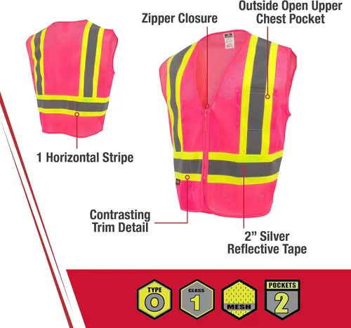 Miniatura 2 de Radians Chaleco de seguridad SV22-1 Economy Type O Clase 1 Rosado