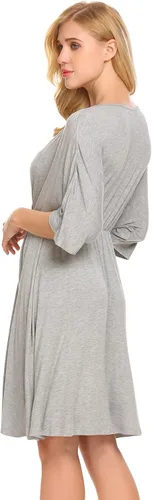 Miniatura 5 de Ekouaer Vestido de maternidad 3 en 1 para maternidad, trabajo de parto y lactancia, camisón de enfermería, ropa de dormir para lactancia, tallas S a