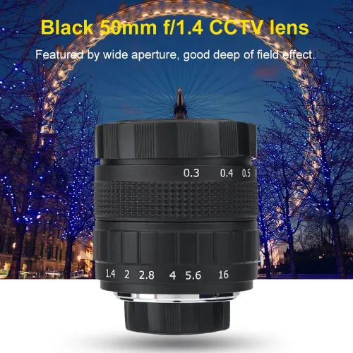 Miniatura 2 de Lente de CCTV para montaje C, lente de TV de circuito cerrado de 1.969 in f/1.4, lentes focales fijas manuales, accesorio para cámara de fotografía