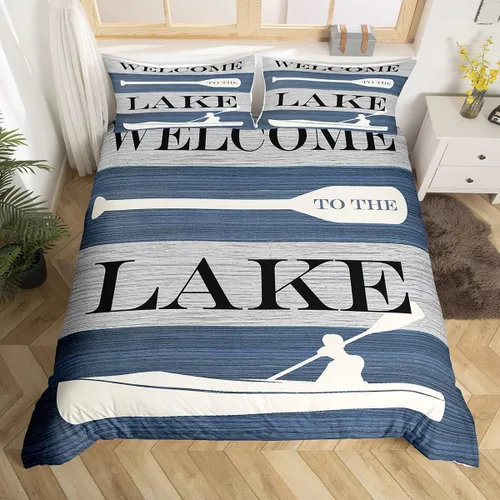 Miniatura 11 de Lake House - Juego de funda de edredón tamaño individual, estilo rústico de granja vieja para niños, adolescentes y adultos, decoración