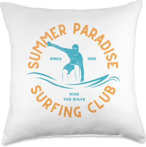 Miniatura 5 de High Tide Threads Summer Paradise Club - Almohada de surf, 16 x 16 pulgadas, multicolor