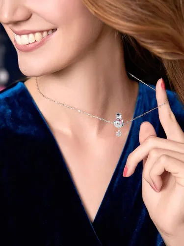 Miniatura 4 de QeenseKc Abalorio de Navidad con diseño de muñeco de nieve de elfo ciervo dulce de jengibre para pulsera Pandora