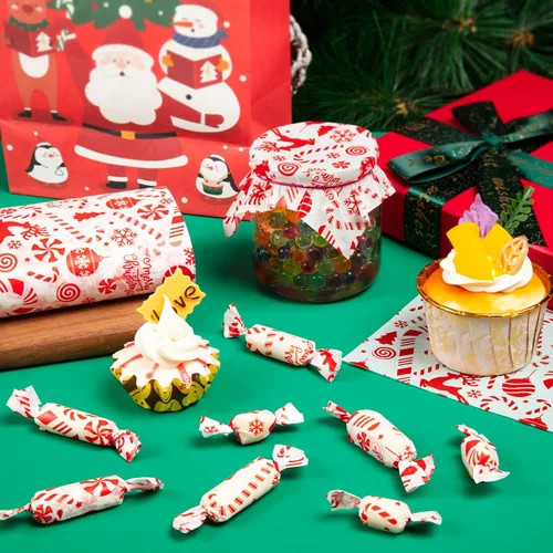 Miniatura 7 de 100 piezas de hojas de papel encerado de Navidad para alimentos, papel para envolver sándwiches, envoltorios para delicatessen, forros impermeables