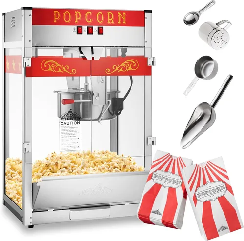 Miniatura 2 de Olde Midway Máquina comercial para hacer palomitas de maíz con hervidor extra grande de 16 onzas, color rojo