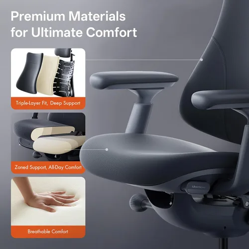 Miniatura 5 de LiberNovo Silla de oficina ergonómica dinámica con reposapiés StepSync, silla de escritorio con soporte lumbar adaptativo, reclinación de 160°