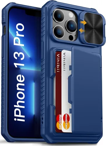 Miniatura 56 de Vihibii Funda para iPhone 13 Pro Max/iPhone 12 Pro Max con tarjetero (4 tarjetas) [bloqueo RFID] y cubierta de cámara deslizante, protección contra