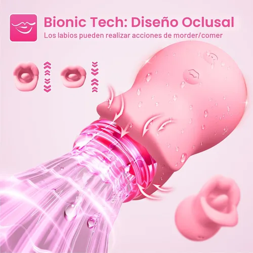 Miniatura 3 de Juguetes sexuales para adultos, vibrador para mujeres, estimulador de clítoris, lengua y boca de 3 en 1 de silicona, juguete sexual de rosa con 10