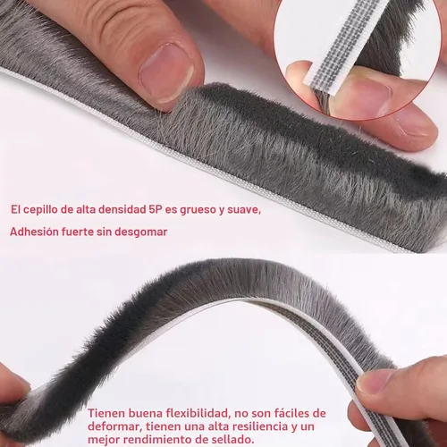 Miniatura 3 de Tira de 10 metros de burlete autoadhesivo gris para puertas y ventanas, de 0.9 cm de ancho x 0.5 cm de grosor, para insonorización