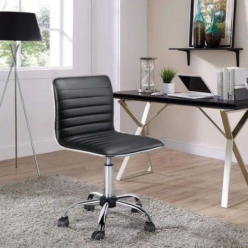 Miniatura 2 de Adjustable PU Leather Low Back Office Chair by Yaheetech