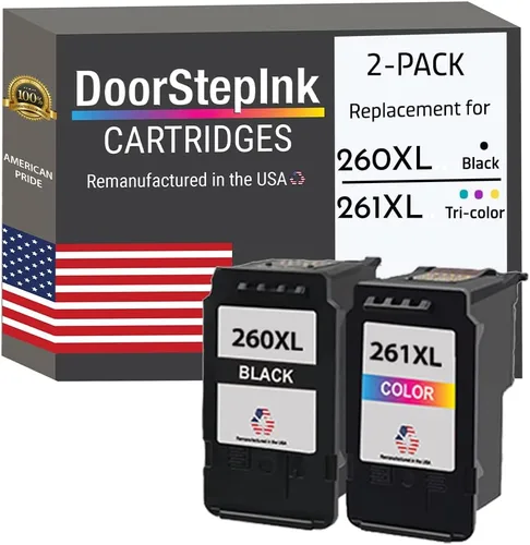 DoorStepInk Cartuchos de tinta remanufacturados en los Estados Unidos para impresoras Canon PG-260XL 260 XL CL-261XL 261 XL Color negro 2 cartuchos